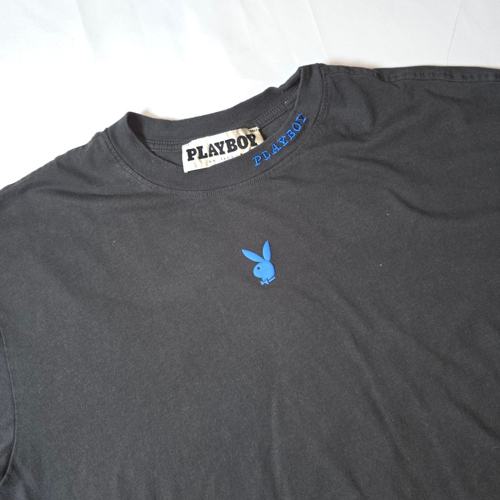Playboy By Pacsun Black T Shirt Embroidered Bunny Logo‎ Men's